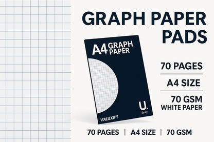 A4 Graph Paper Pad 70 Pages Maths Grid Notebook School College Pack 1 2 3 6