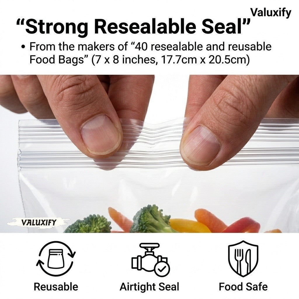 Resealable Food Bags Clear Reusable Storage Bags Freezer Sandwich Bags Strong