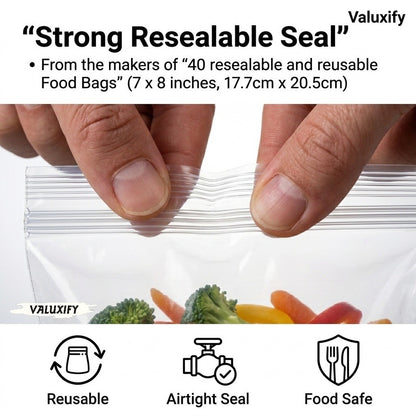 Resealable Food Bags Clear Reusable Storage Bags Freezer Sandwich Bags Strong
