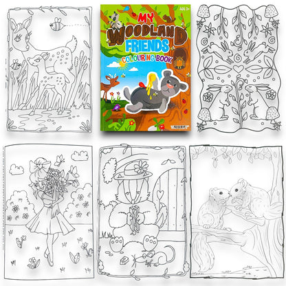 2 | CHILDREN COLOURING ACTIVITY BOOKS | MY WOODLAND FRIENDS | FOR GIRLS BOYS A4