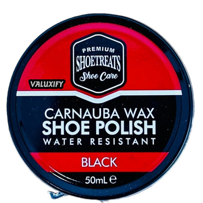 2x Black Shoe boot  Polish Traditional Shoe Polish with Carnauba Wax Polish 50ml