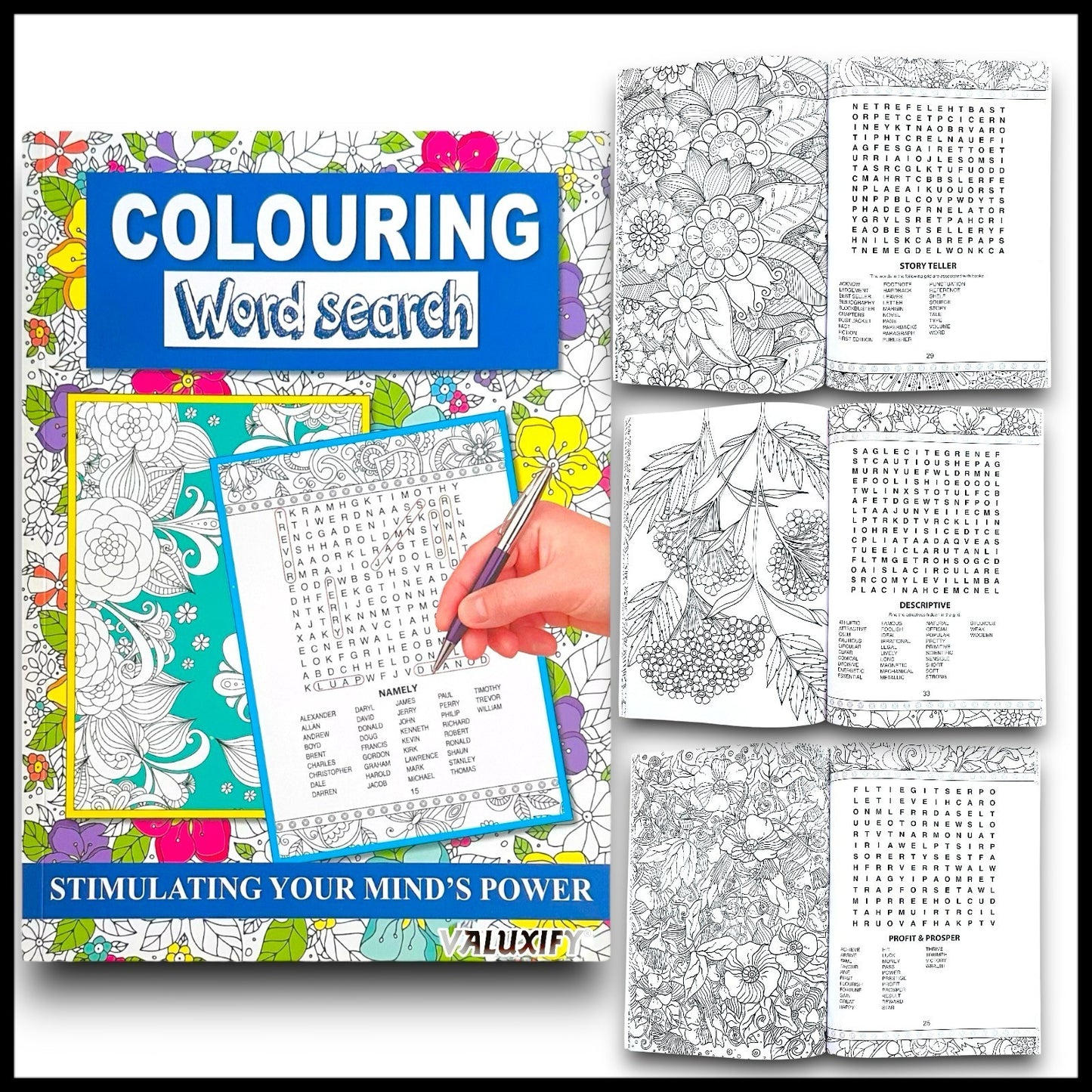 Adult Anti Stress Colouring Book Fashion Love Inspirational Quotes Word Search