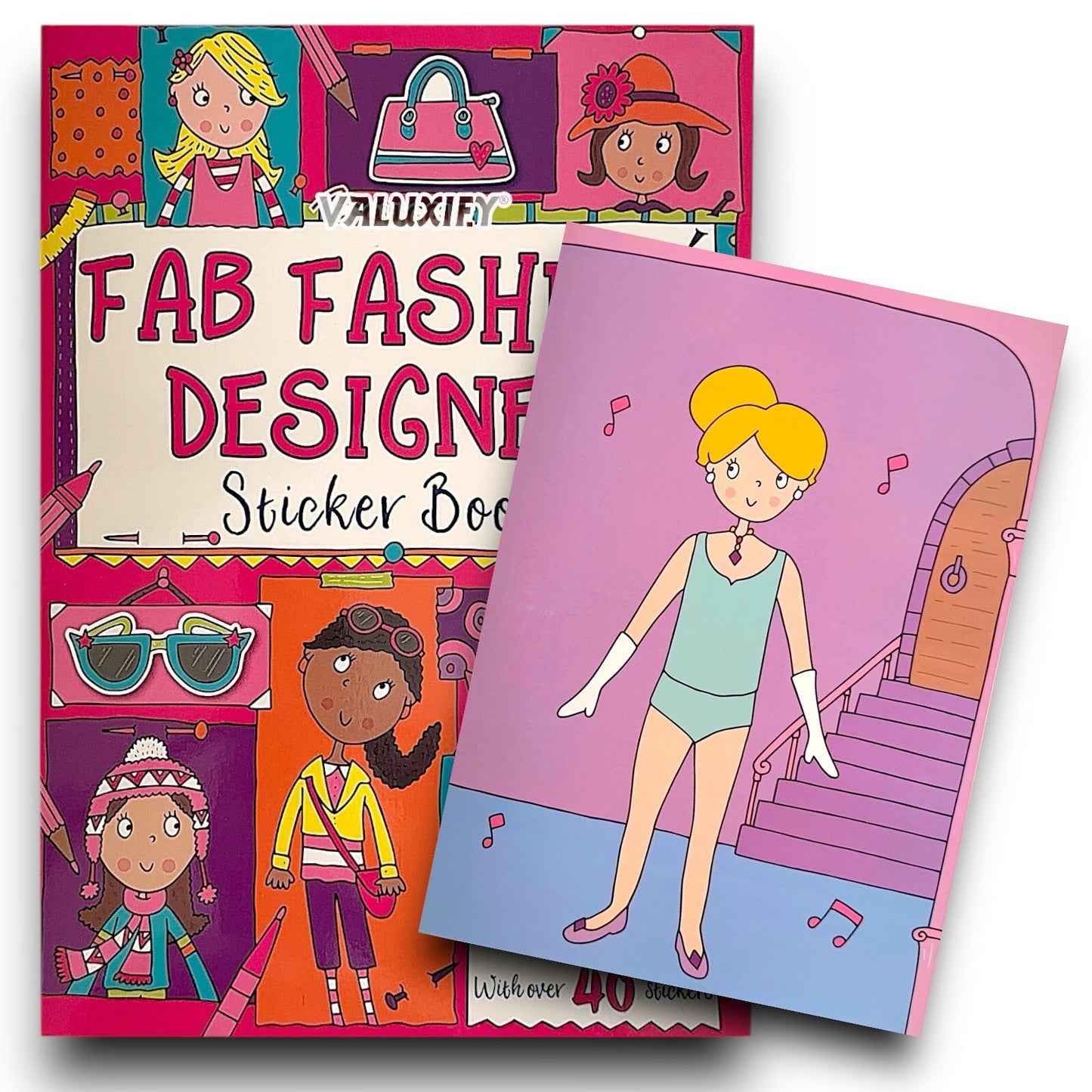 2x Fashion Sticker Books A4 Girls Fun Kids Books Show Activity Stickers Dress Up