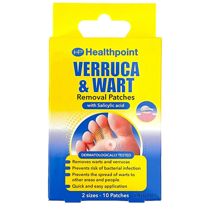 Verruca Wart Remover Patches Salicylic Acid 30 Pads (3 × 10) 2 Sizes Fast Relief