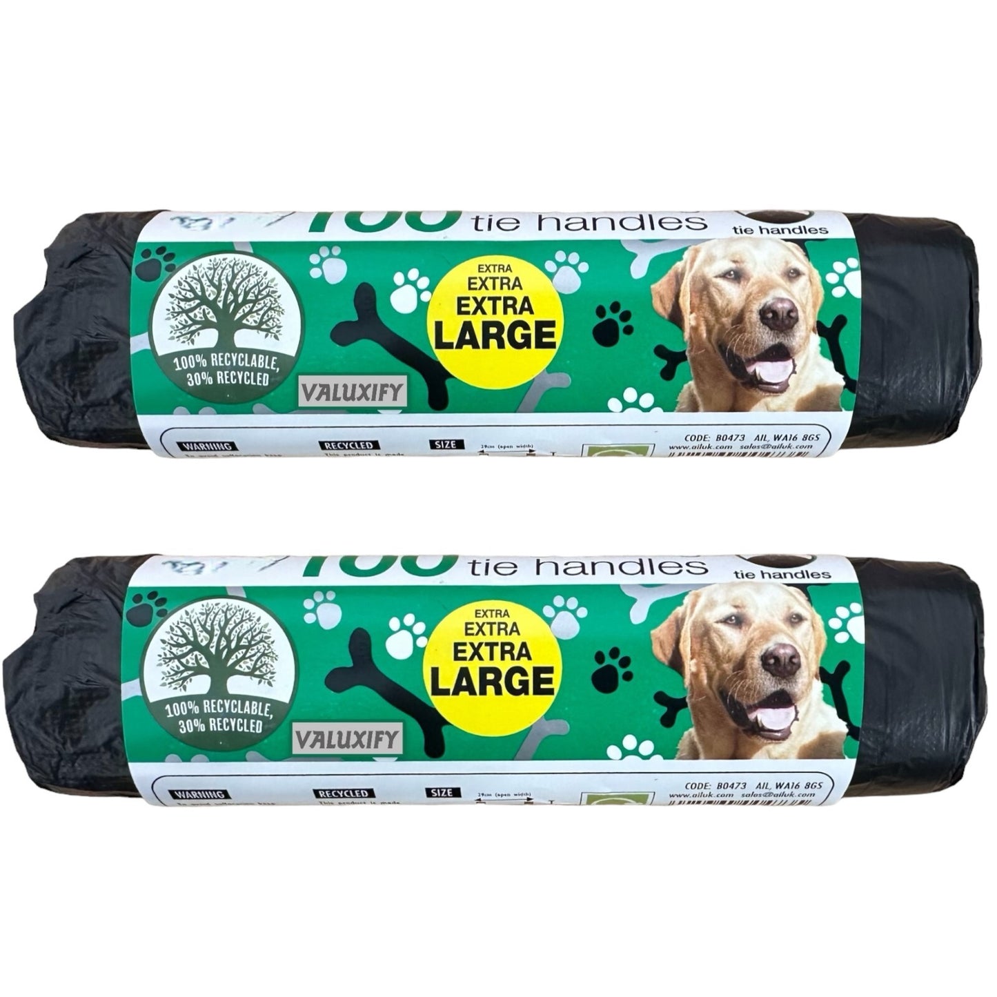 200 Large Tie Handle Doggy Bags - Extra Value Waste Bags for Dogs  Poop Poo