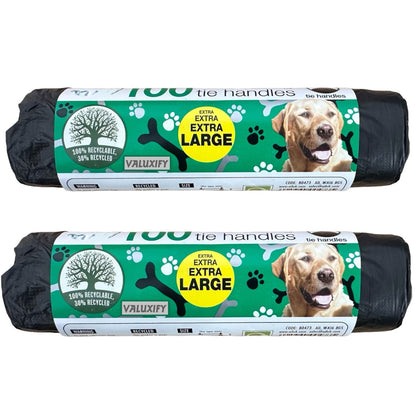 200 Large Tie Handle Doggy Bags - Extra Value Waste Bags for Dogs  Poop Poo