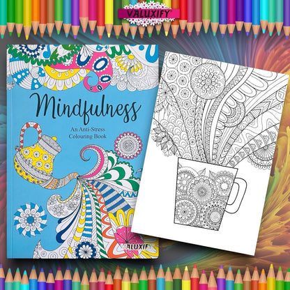 ANTI STRESS ADULT COLOURING BOOK MINDFULNESS RELAXING THERAPY COLOUR THERAPY A4