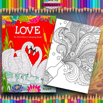 2 Adult Colouring Books Fashion Love Anti Stress Colour Therapy Mind Relax A4