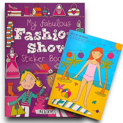 2x Fashion Sticker Books A4 Girls Fun Kids Books Show Activity Stickers Dress Up