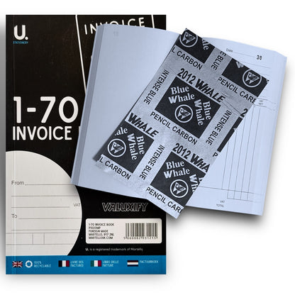Invoice Book 1-70 - Duplicate Receipt Office Shop Sales Pad Numbered Single Book