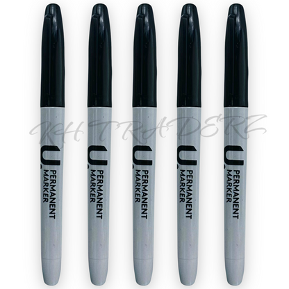 Permanent Marker Pens Black - Bullet Tip - Work Office School Project Black 6pcs