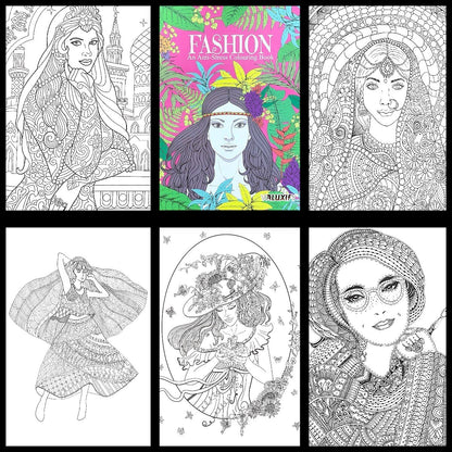 2 Adult Colouring Books Fashion Love Anti Stress Colour Therapy Mind Relax A4