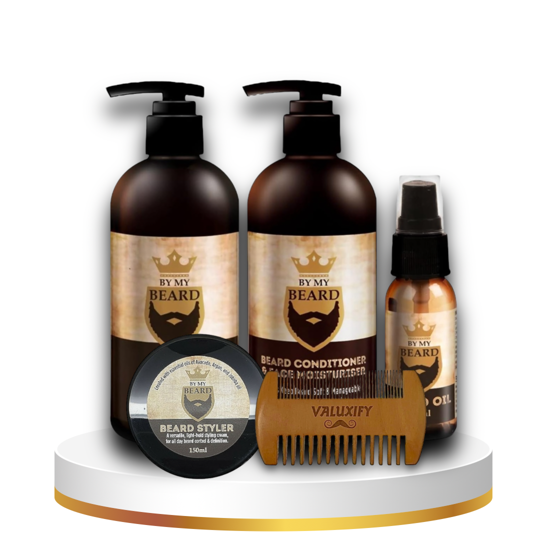 Men's Gent's Beard Grooming Kit Gift Set Shampoo Oil Wax Wooden Brush Comb Hair