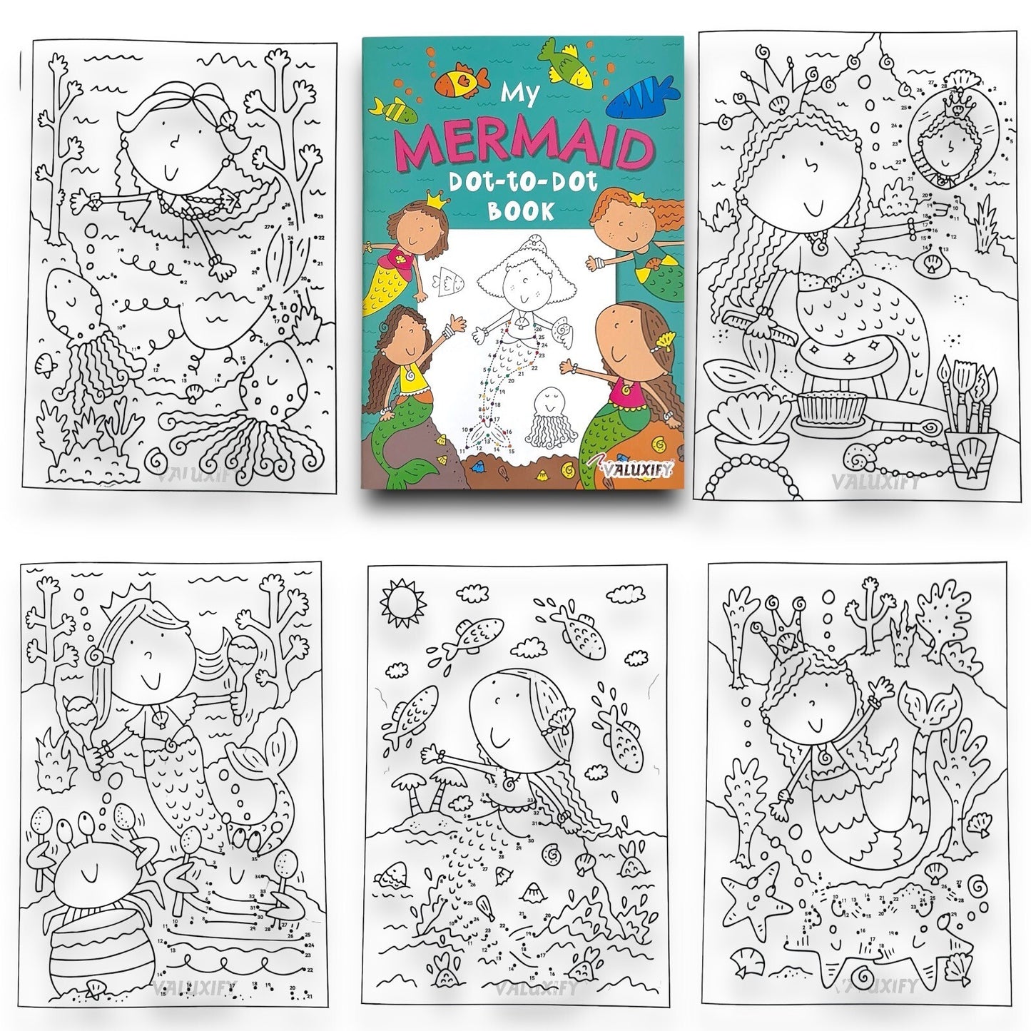 2 | Dot to Dot | Kids Colouring Books | Mermaid Unicorns | Puzzle Activity A4