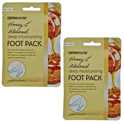 3x Foot Mask Socks Mask Honey & Almond Moisturising for Dry Rough Crocked Heels
