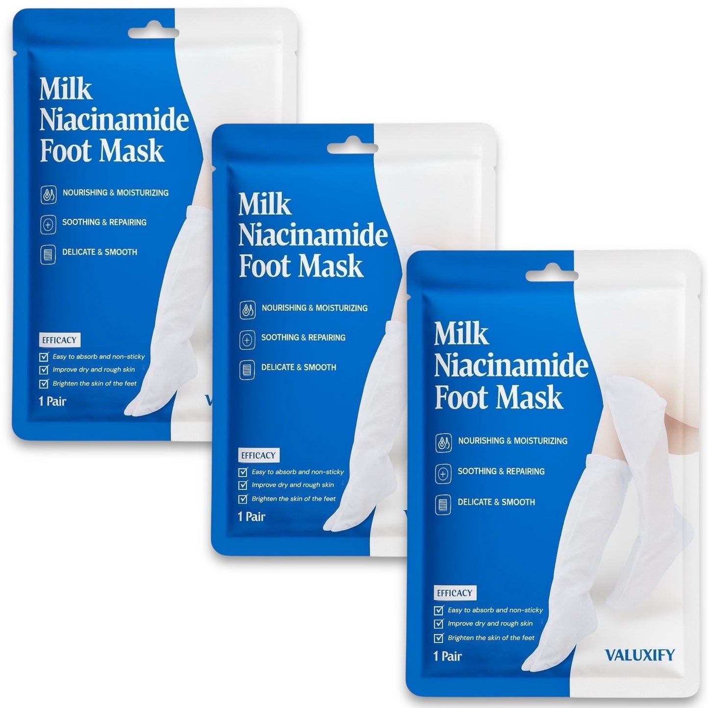 milk niacinamide foot mask 3 pack deep moisturising brightening treatment
