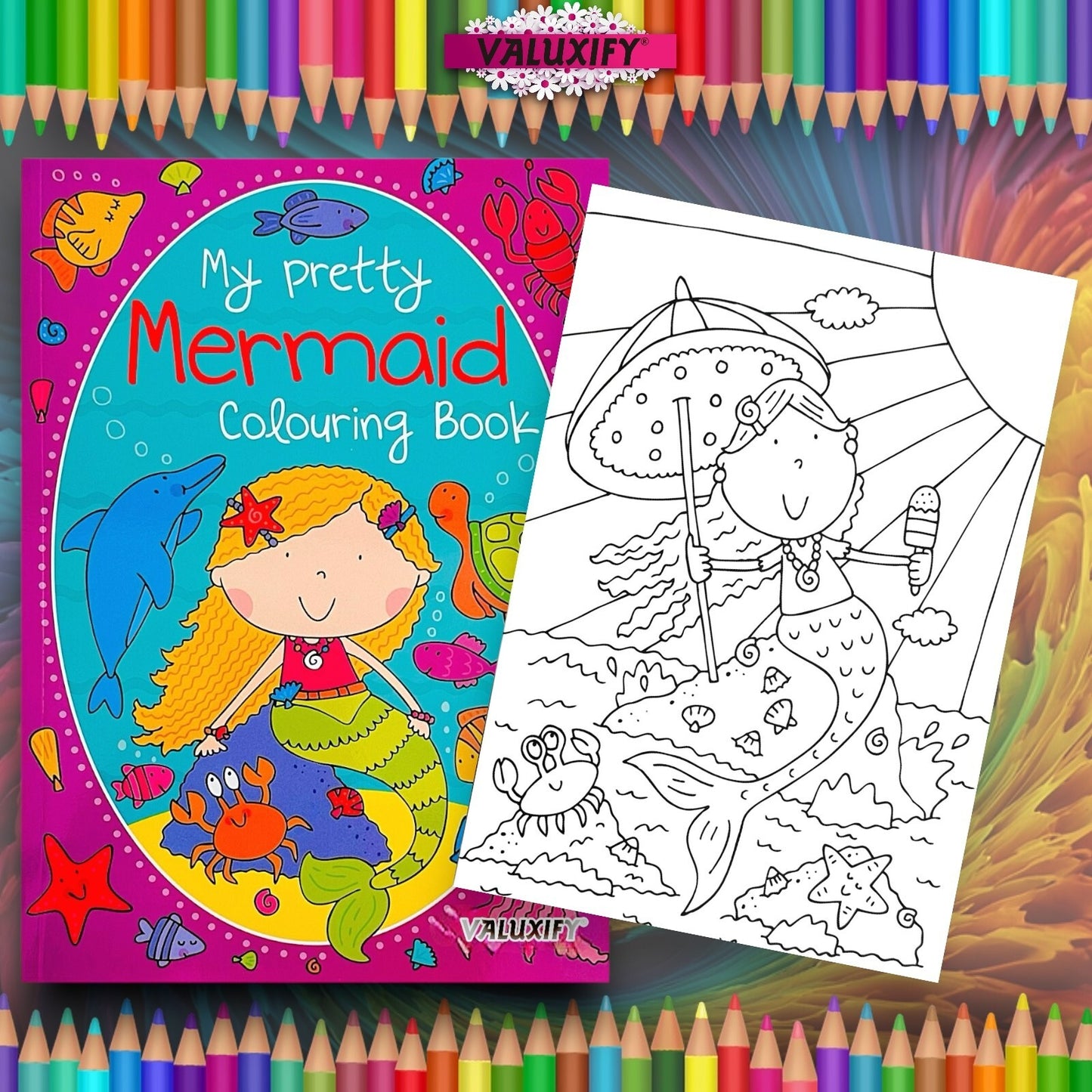 2 | Unicorn Mermaid | Colouring Books | for Girls Kids Children Activity
