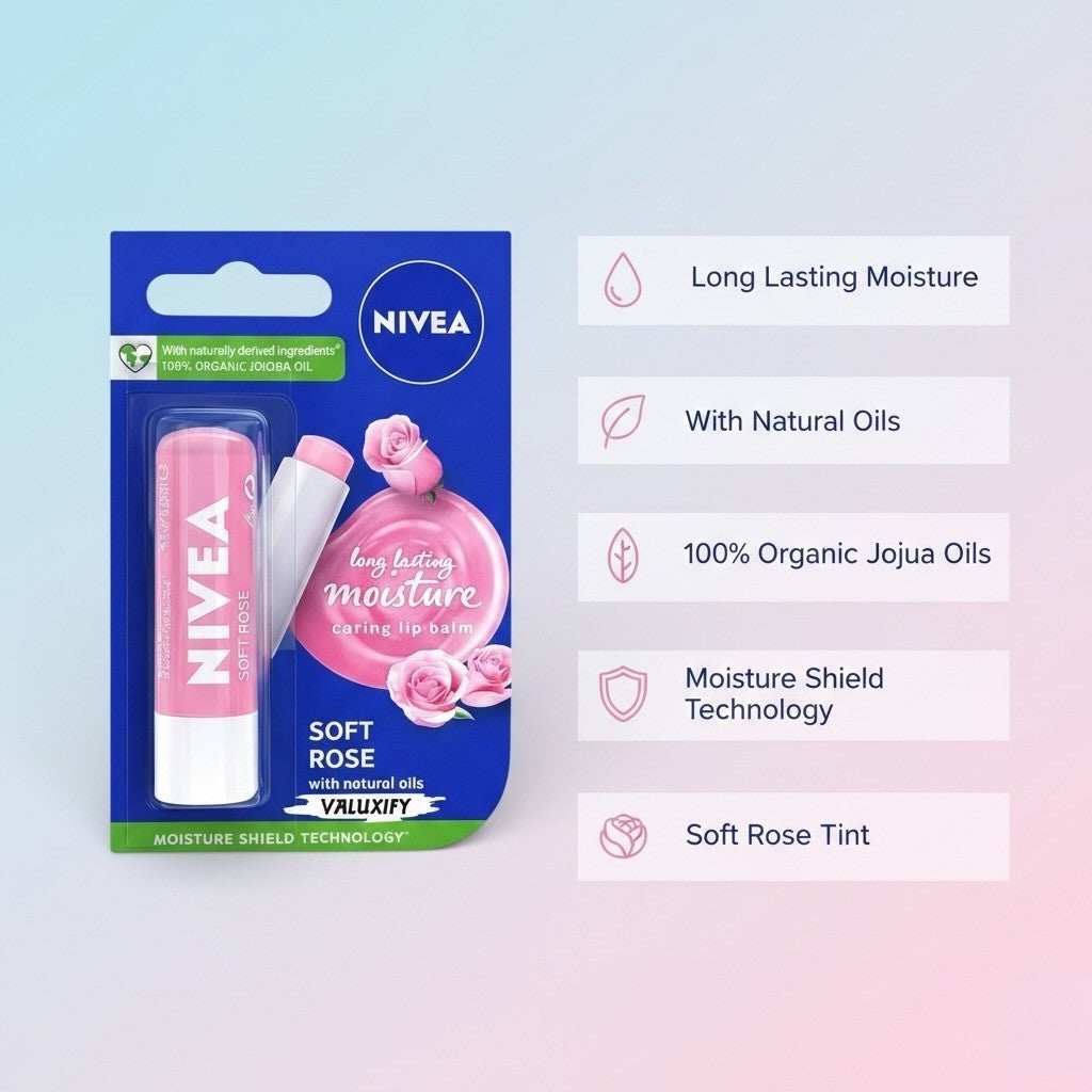 Nivea Lip Care Balms Soft Rose-4.8g - Providing Long-Lasting Hydration