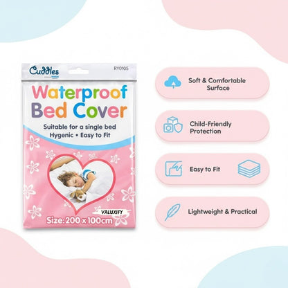 Kids Waterproof Mattress Protector Sheet Single Cot Bed Cover White 2 Pack
