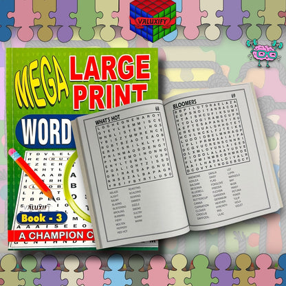 A4 Mega Puzzle Large Print Word Search Puzzle Book Books 120 BRAIN PUZZLES