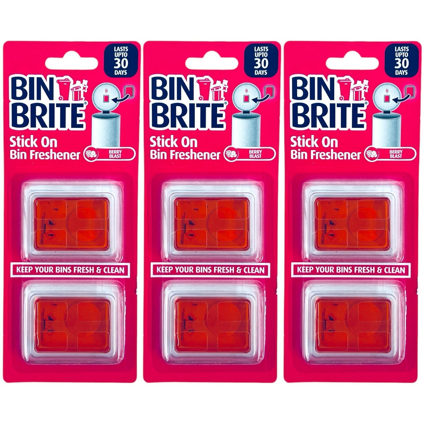 3pk BIN AIR FRESHNERS Berry Blast Kitchen Dustbin Swing Pedal Odour Remover