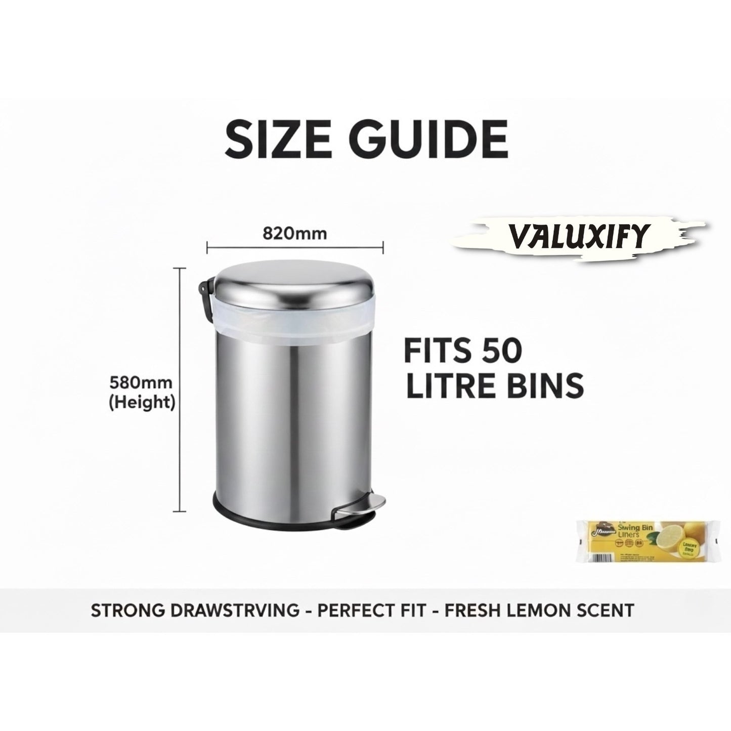 Mammoth Lemon Bin Liners Drawstring 15L Small Kitchen Rubbish Bags Scented