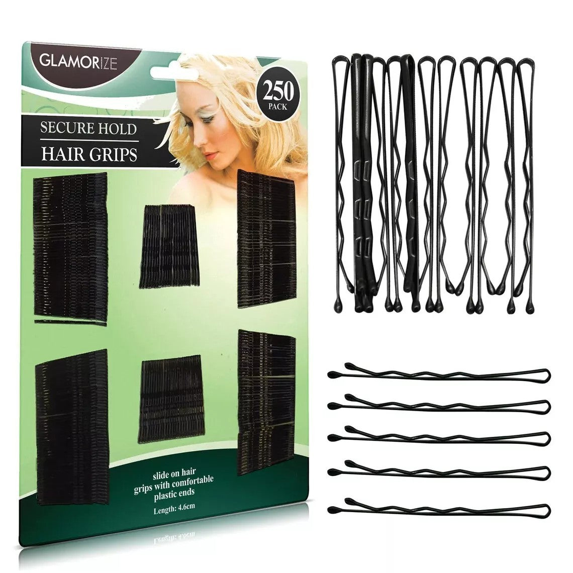 250pk Hair Grips Hairdressing Secure Black Bobby Pins Styling Clips Womens Hair