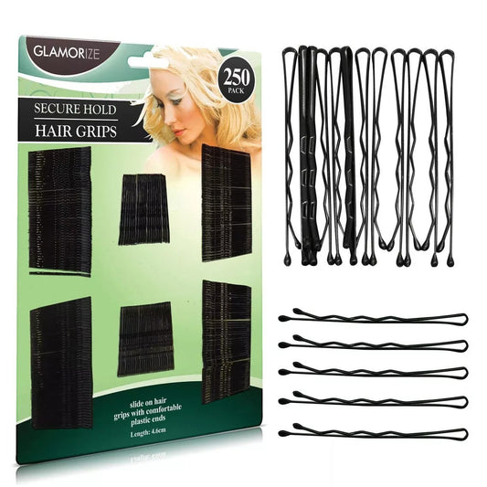 250pk Hair Grips Hairdressing Secure Black Bobby Pins Styling Clips Womens Hair