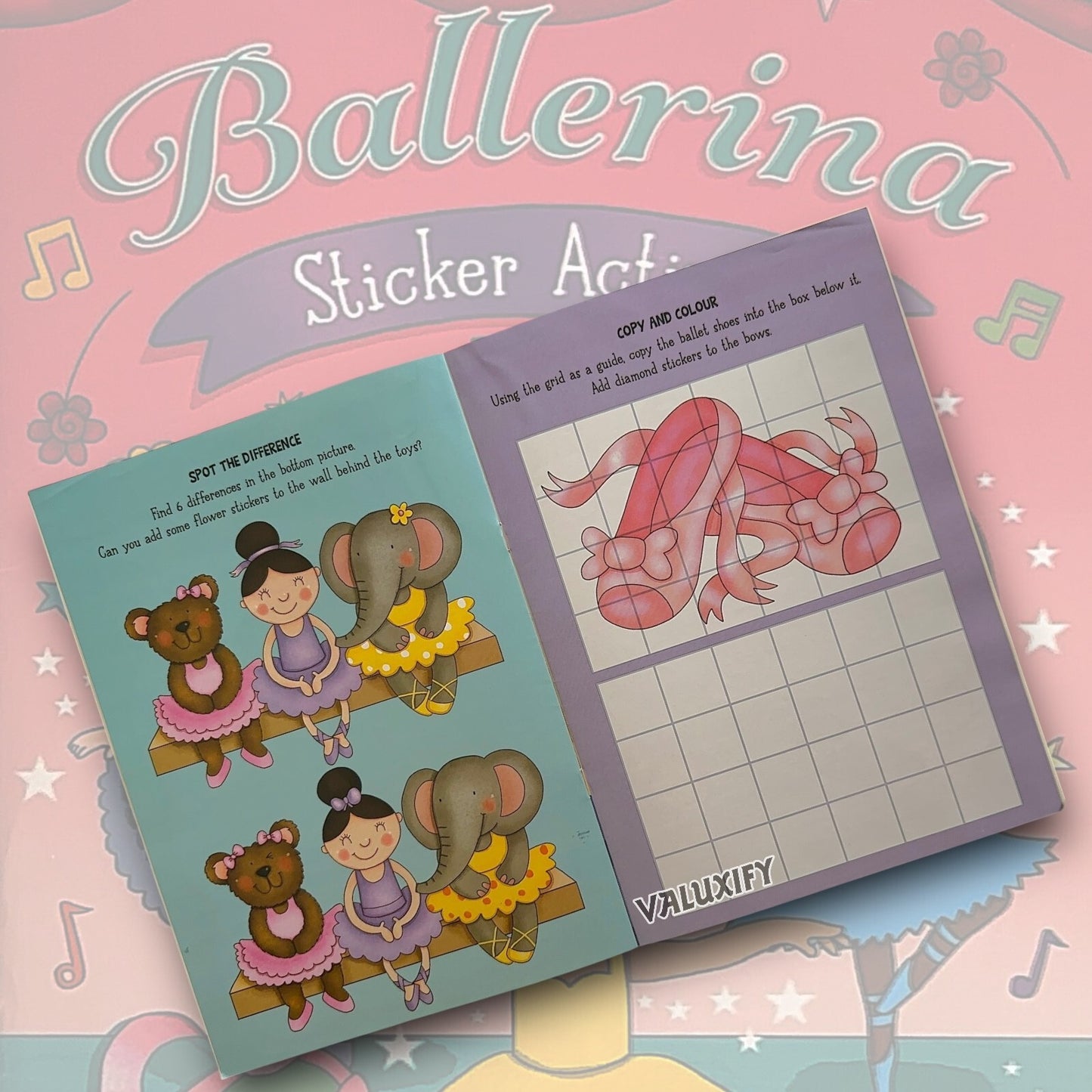 KIDS CHILDREN BALLERINA  STICKER ACTIVITY BOOK GIRLS  COLOURING FUN GAMES A4