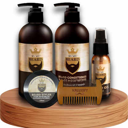 Men's Gent's Beard Grooming Kit Gift Set Shampoo Oil Wax Wooden Brush Comb Hair