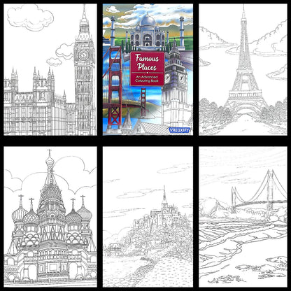 Adult Anti Stress Colouring Book Country Scenes London Nature Famous Places