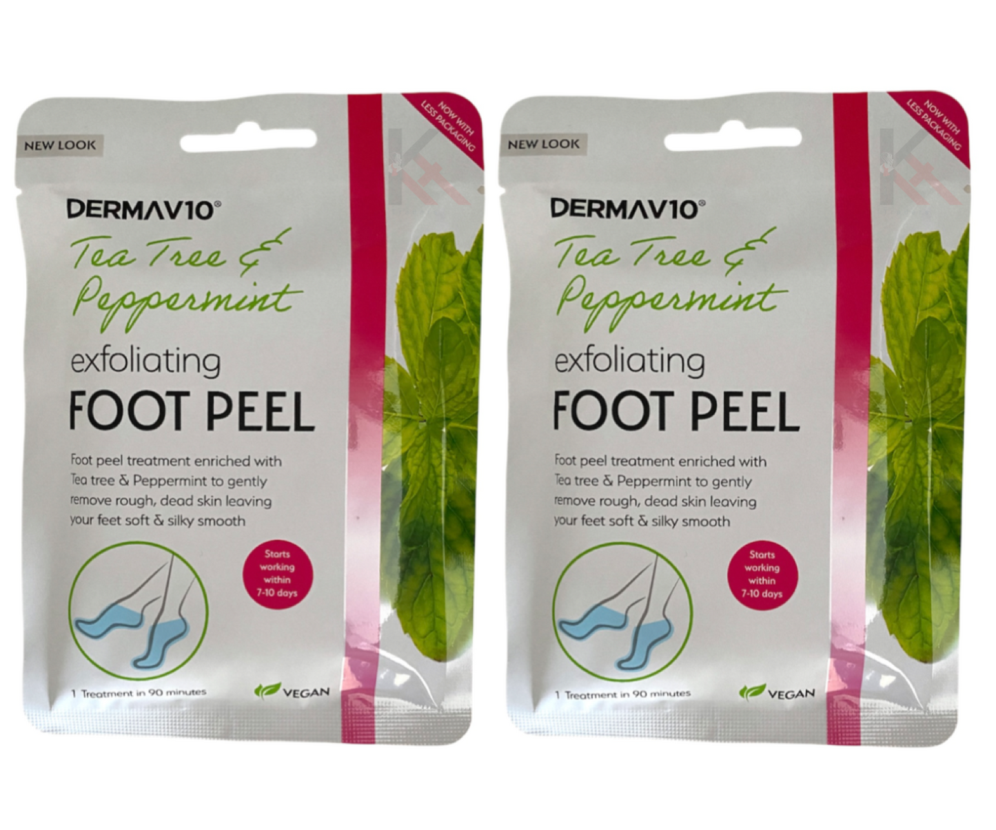 2 x Derma V10 Exfoliating Foot Peel Sock Mask Baby Soft Feet Removes Dead Skin
