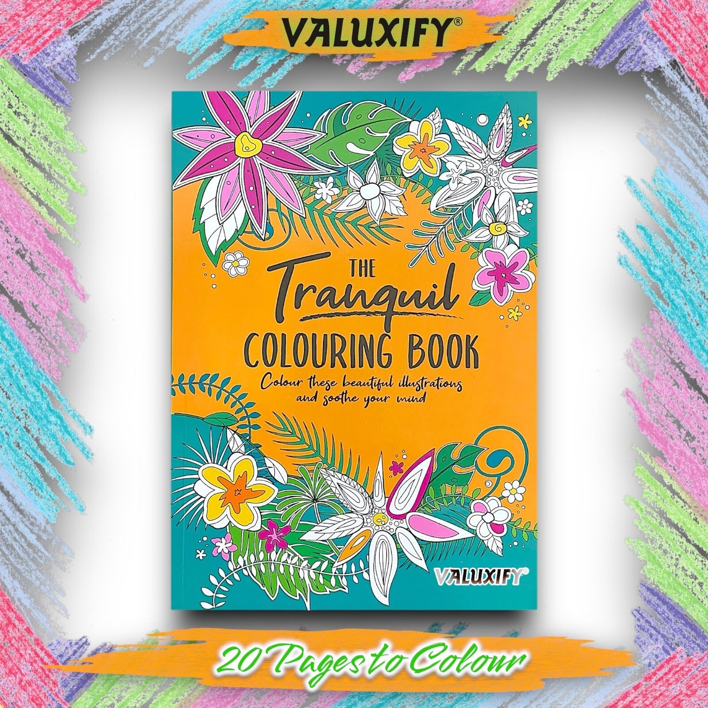 Tranquil Advance Adult COLOURING BOOK Colour Therapy Soothe Mind With Pencils