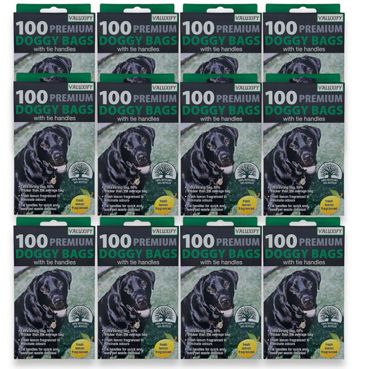 Tidzy strong dog waste bags with tie handles, 1200 pack, leak-proof 26×29 cm