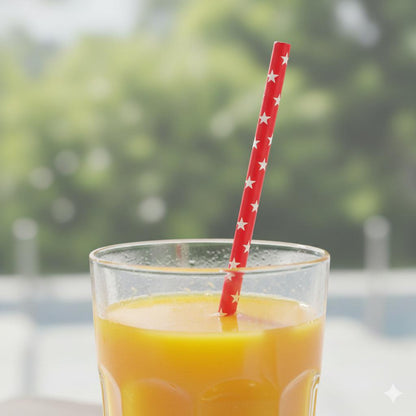 Valuxify 25x Disposable Paper Straws Stars Eco Friendly Retro Design for Parties & Everyday Use UK Made