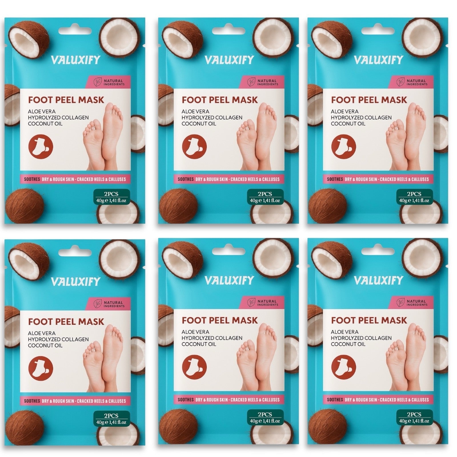 coconut foot peel mask 6 pack exfoliating socks removes dead skin baby soft feet
