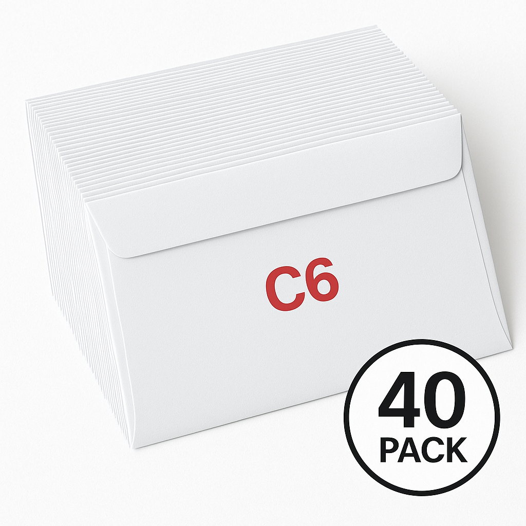 40 | C6 White Envelopes Peel And Seal Premium 70gsm Paper  | 162 x 114mm