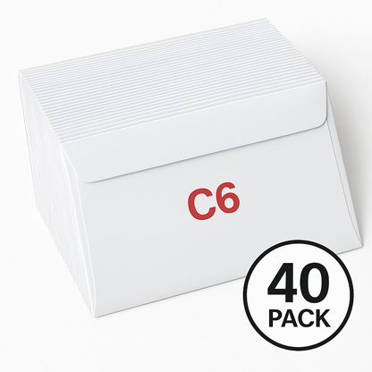40 | C6 White Envelopes Peel And Seal Premium 70gsm Paper  | 162 x 114mm