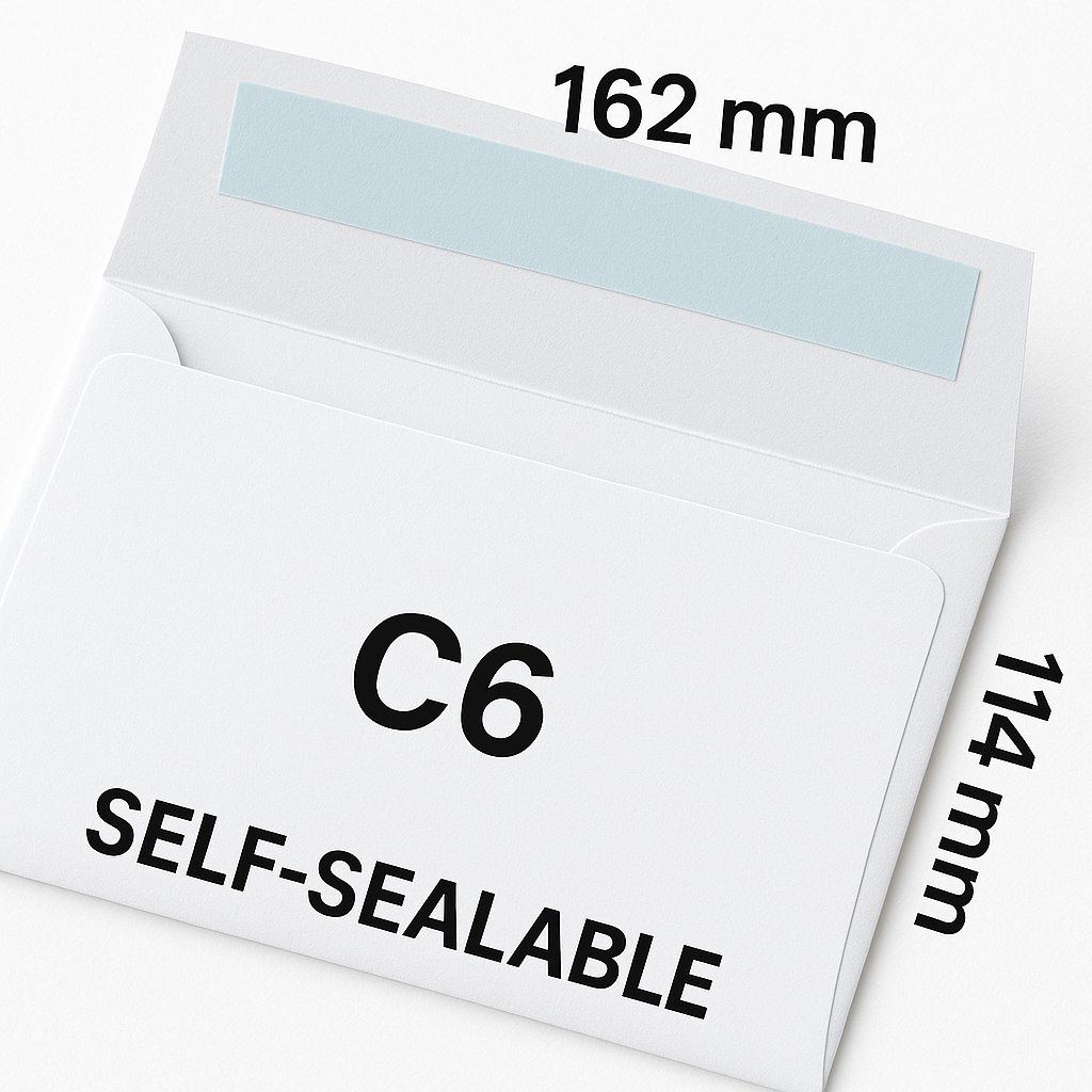 40 | C6 White Envelopes Peel And Seal Premium 70gsm Paper  | 162 x 114mm
