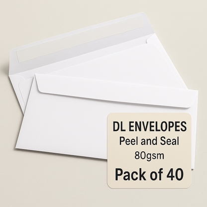 40 | DL White Envelope Peel And Seal Plain 110mm X 220mm