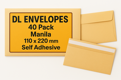 40 | DL Manila Envelopes Peel and Seal 70gsm 110mm X 220mm