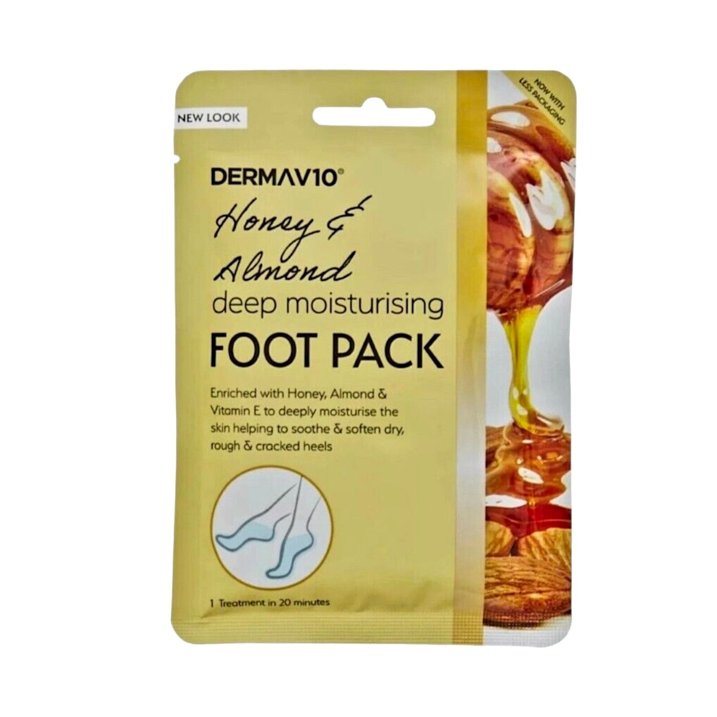 Honey & Almond Derma Foot Mask Socks Moisturising for Dry Rough Crocked Heels