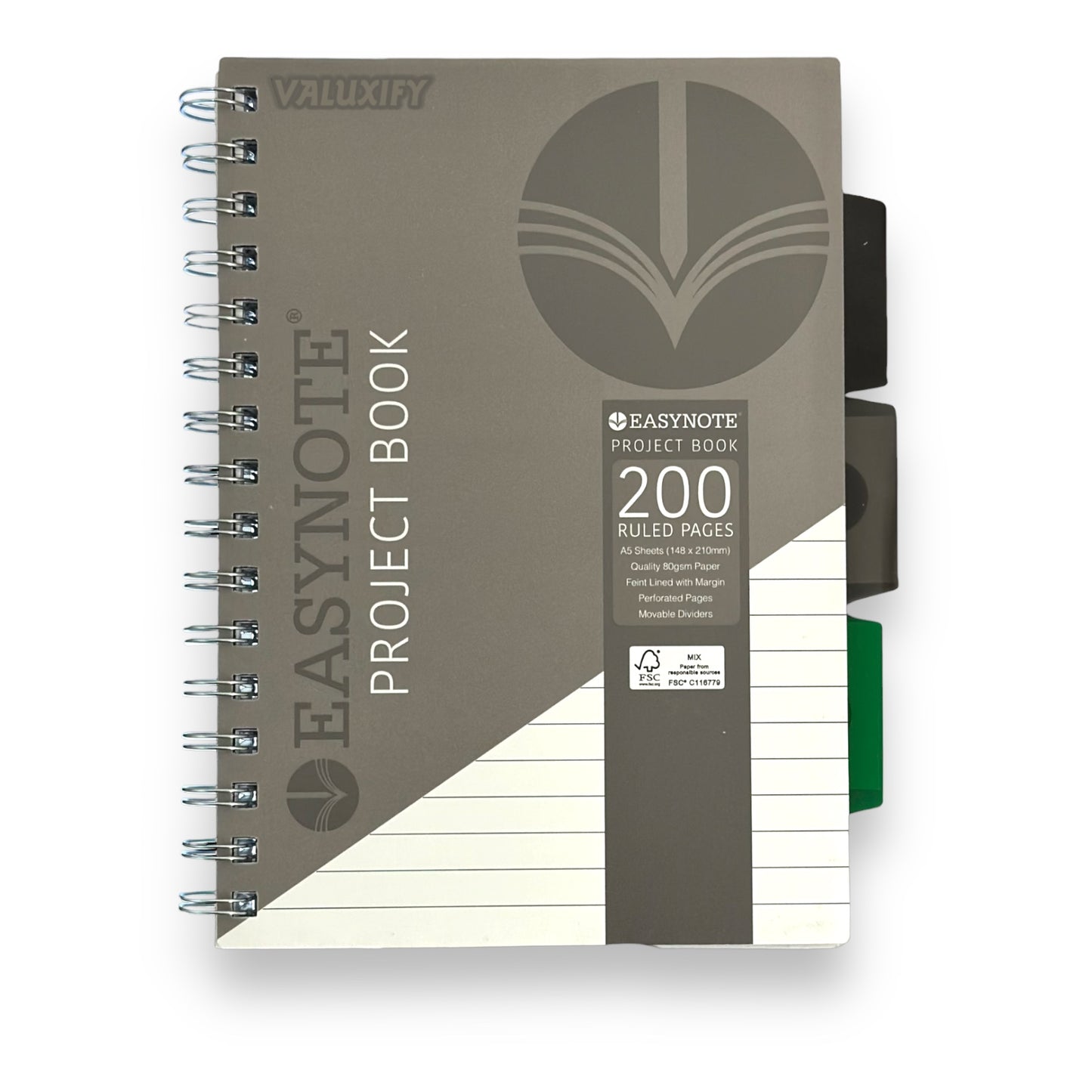Easynotes A5 Project Notebook With 3 Divider Twin Wire  Durable Cover Study Book 200 Pages
