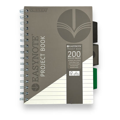 Easynotes A5 Project Notebook With 3 Divider Twin Wire  Durable Cover Study Book 200 Pages