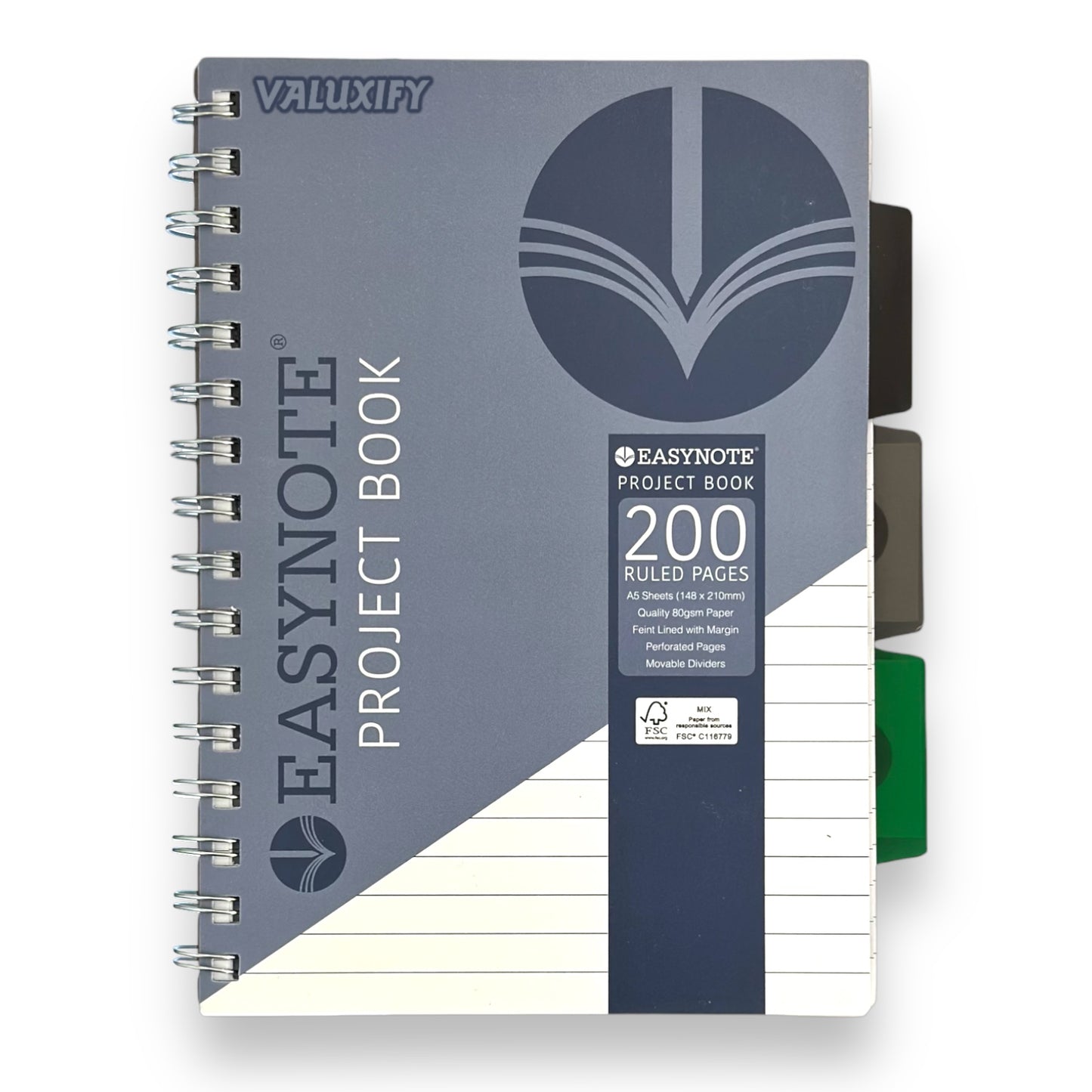 Easynotes A5 Project Notebook With 3 Divider Twin Wire  Durable Cover Study Book 200 Pages