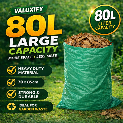 30 GARDEN WASTE SACKS BAGS STRONG LARGE HEAVY DUTY GREEN  RUBBISH BIN BAGS 80L