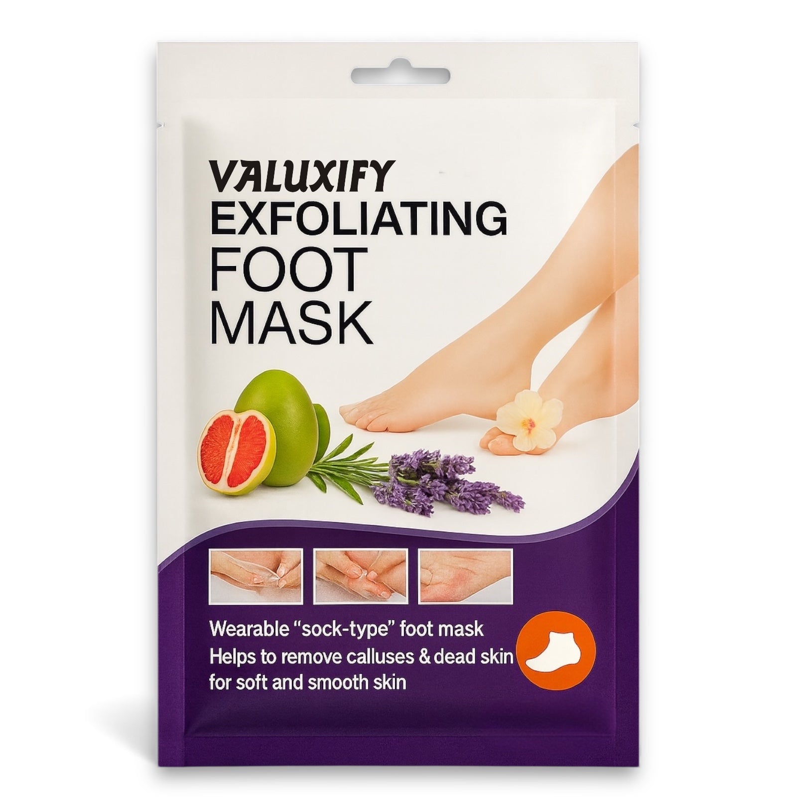 exfoliating foot mask lavender peel socks soft smooth feet lactic acid grapefruit

