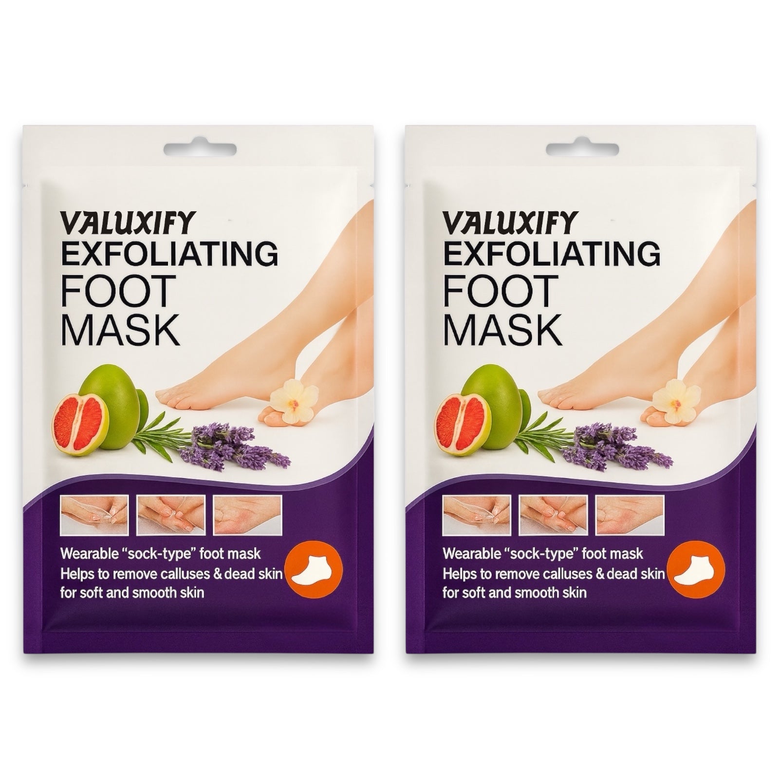 exfoliating foot mask lavender pack of 2 peel socks lactic acid grapefruit extract
