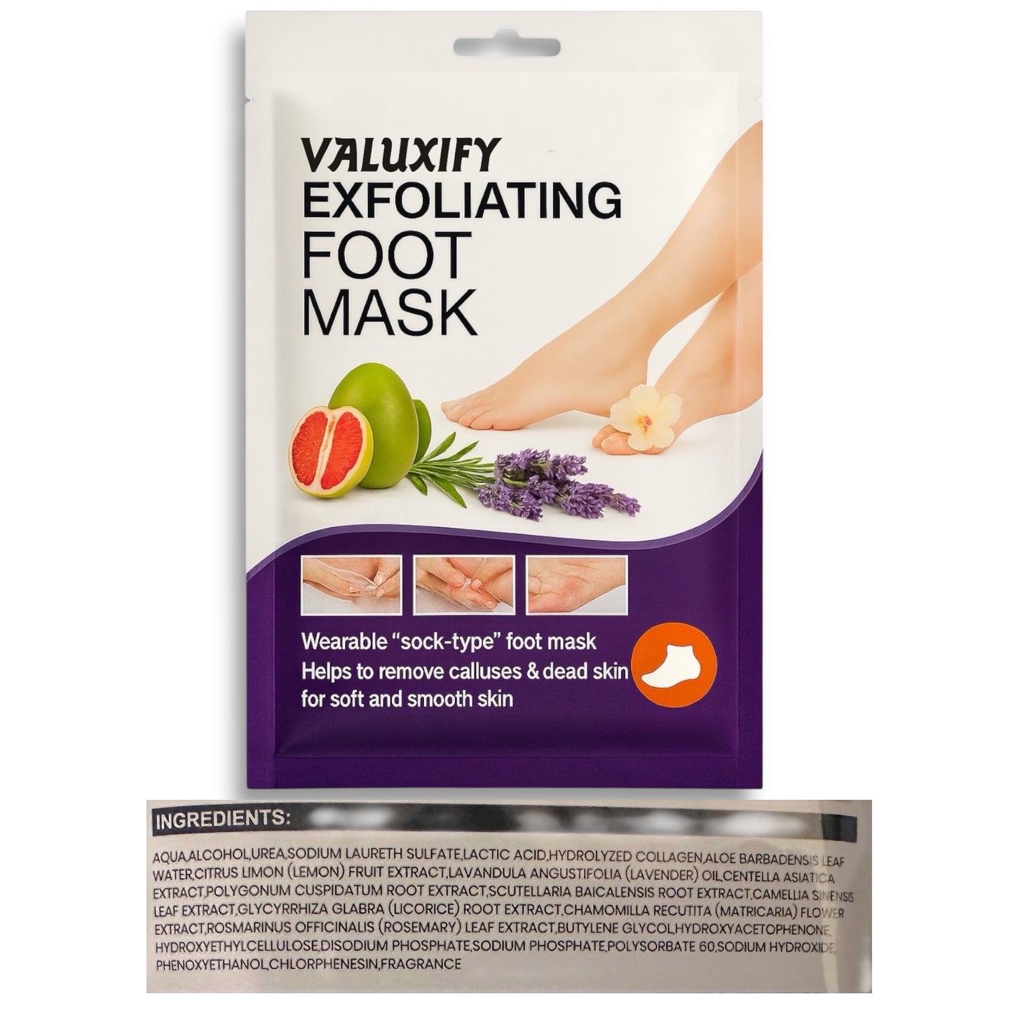12 Lavender Exfoliating Foot Mask Socks
