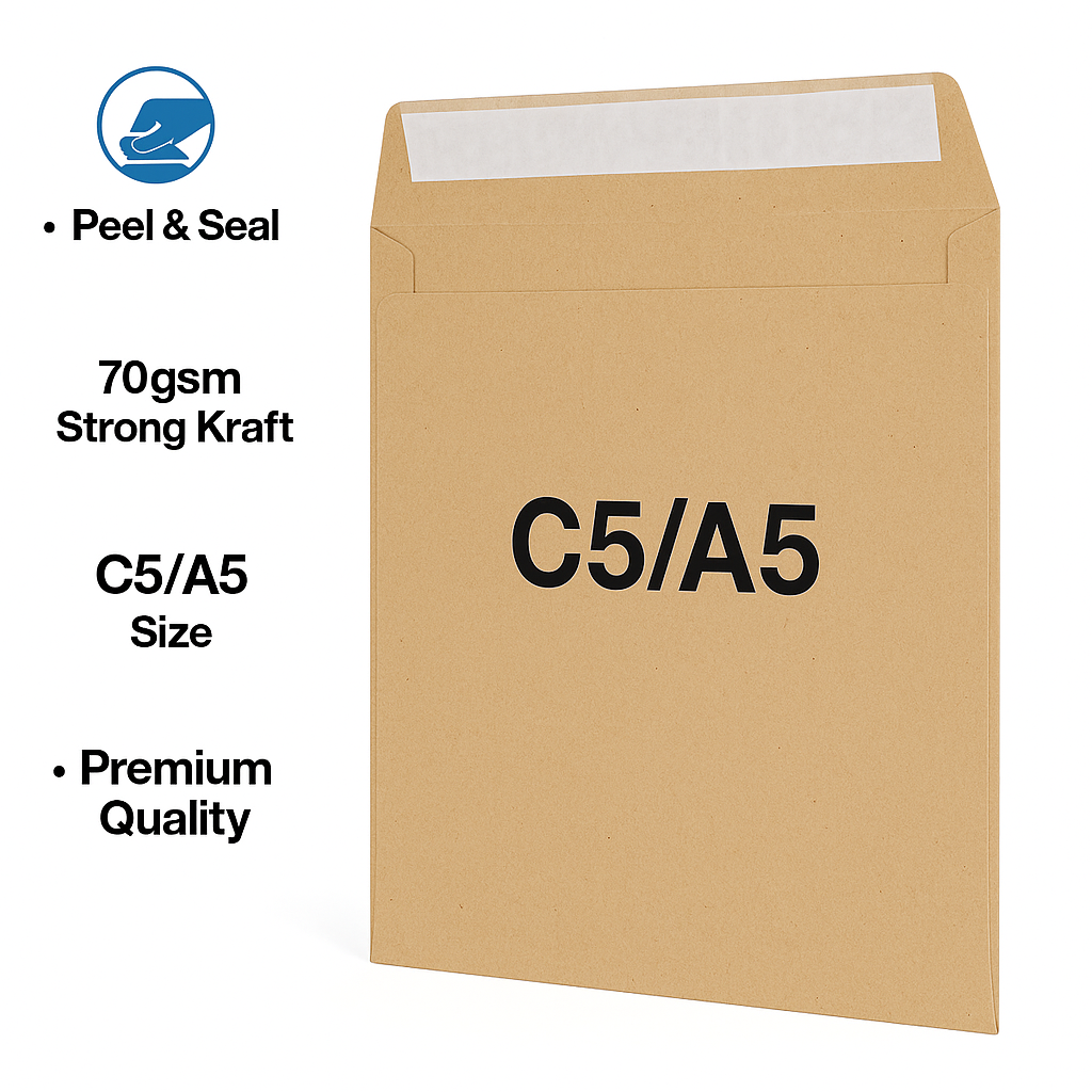25 | C5 Manila Envelopes  Peel And Seal 70gsm Paper  228mm x 162mm